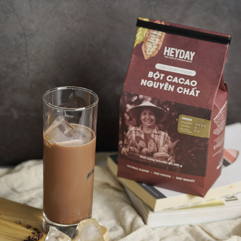 Bột cacao nguyên chất 100% Việt Nam - Dòng Origin thượng hạng túi giấy 100g - Heyday Cacao