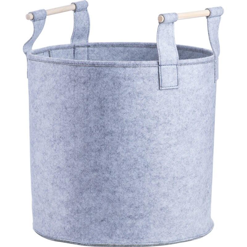 1pc Felt Round Storage Bin Large Capacity Portable Clothing Toy Storage Basket Foldable Laundry Basket