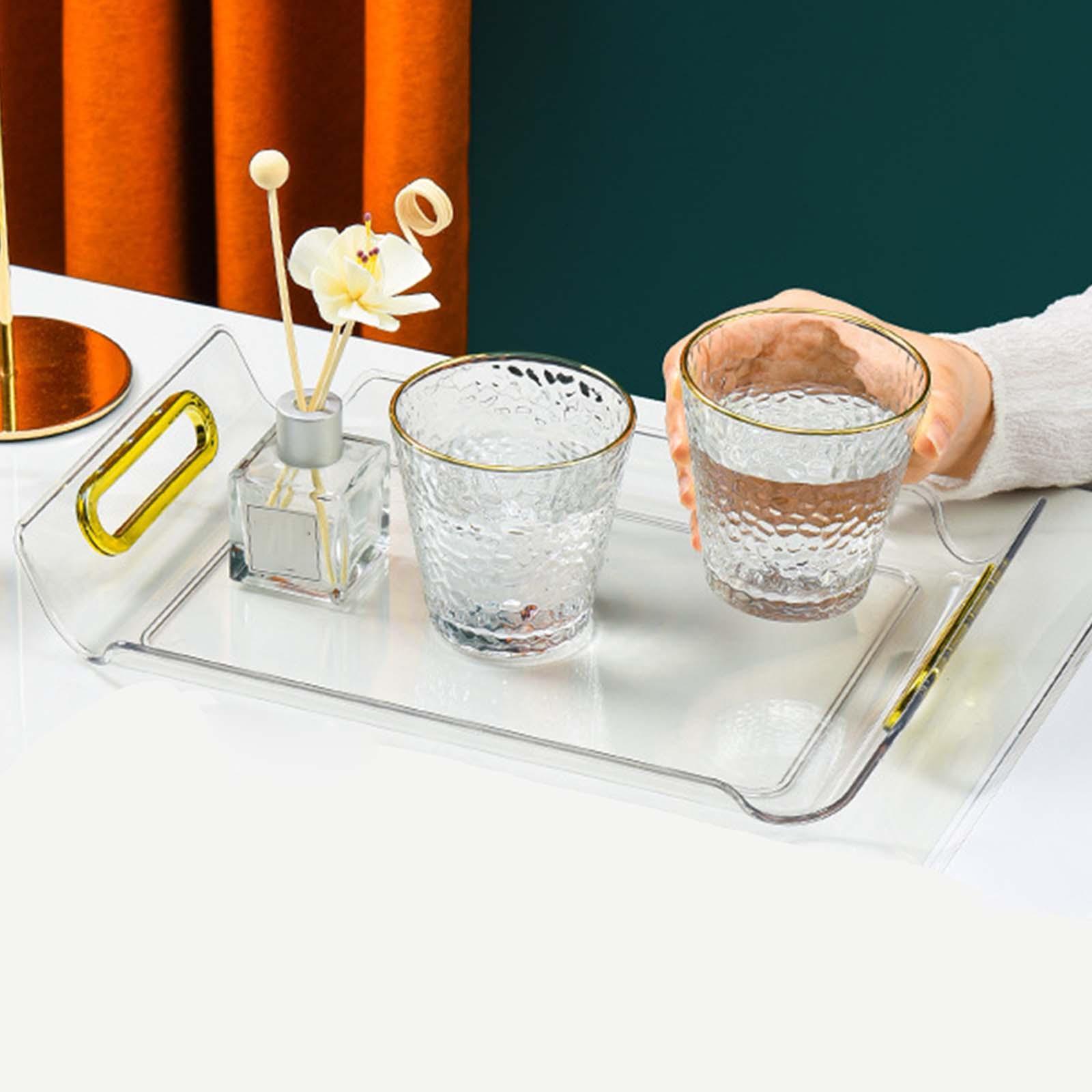 Portable Vanity Tray with Handle Makeup Organizer Decorative Tray for Dresser Kitchen Countertop Home Cabinet Decoration