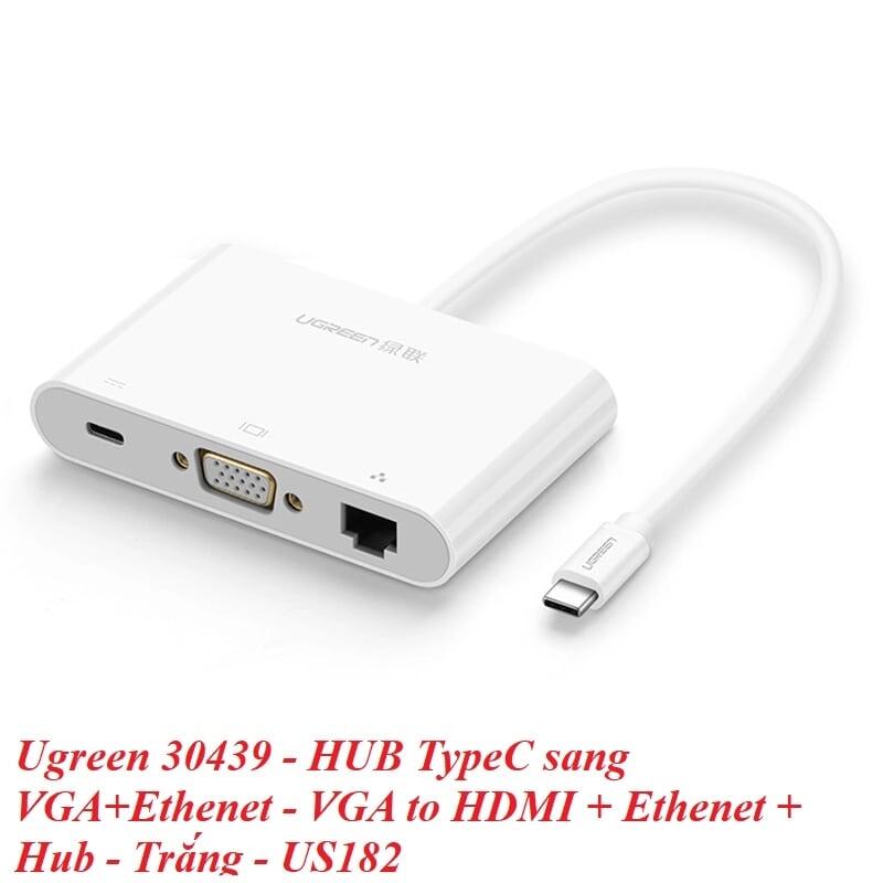 Ugreen UG30439US182TK Bộ chuyển đổi TYPE C sang USB 3.0 + USB 2.0 + VGA + LAN + hỗ trợ nguồn TYPE C - HÀNG CHÍNH HÃNG