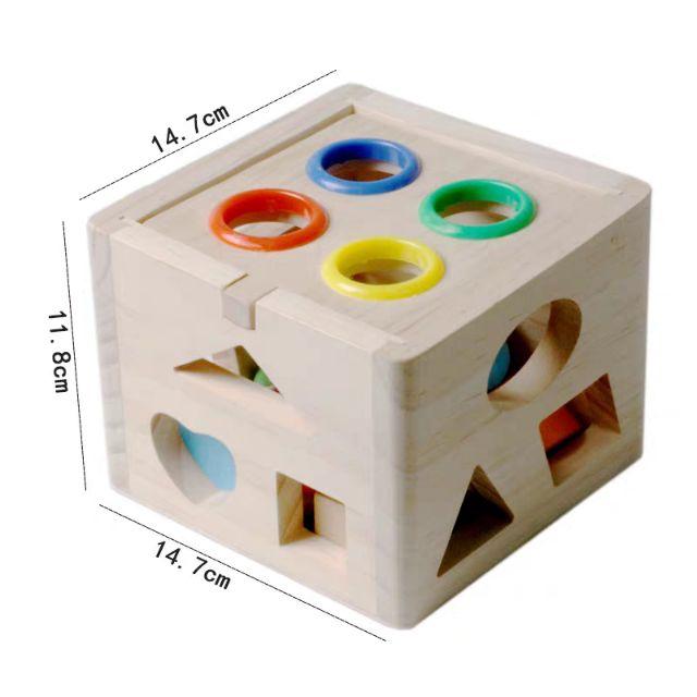 Đồ Chơi Gỗ Montessori Hộp Thả Hình Đập Bóng Hình Khối & Màu Sắc Cho Bé