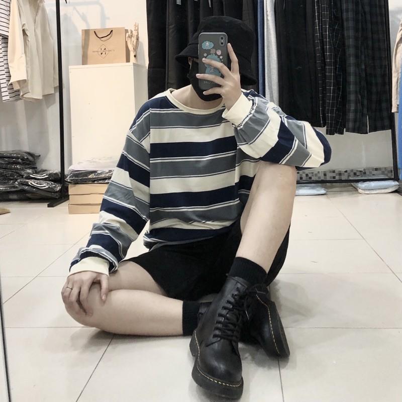 STRIPED LONG SLEEVE - XÁM TRẮNG