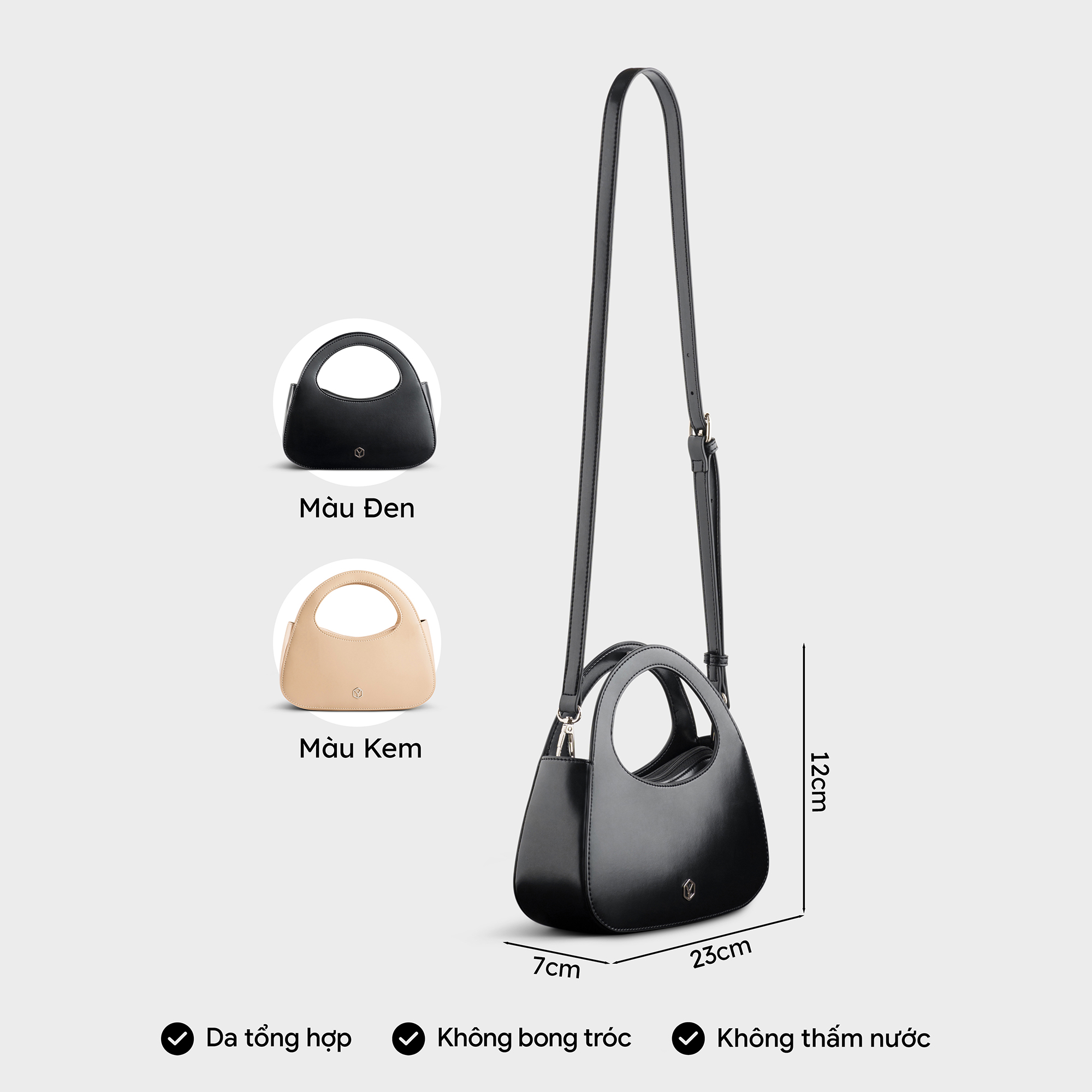 Túi Yuumy ( Thời trang nữ dáng bầu size 23 - Túi đeo chéo da Smooth YN251 )