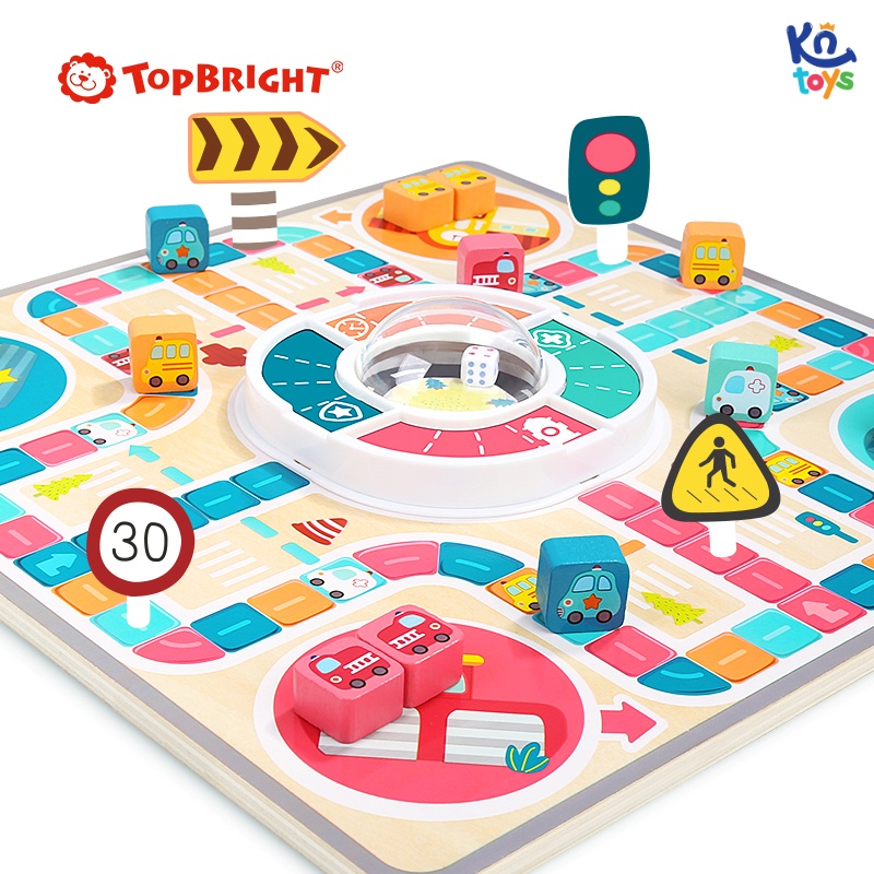 Đồ chơi Cờ cá ngựa phiên bản ô tô bằng gỗ chính hãng TOPBRIGHT – Family Games Motown Flying Chess (cho bé từ 3 tuổi)