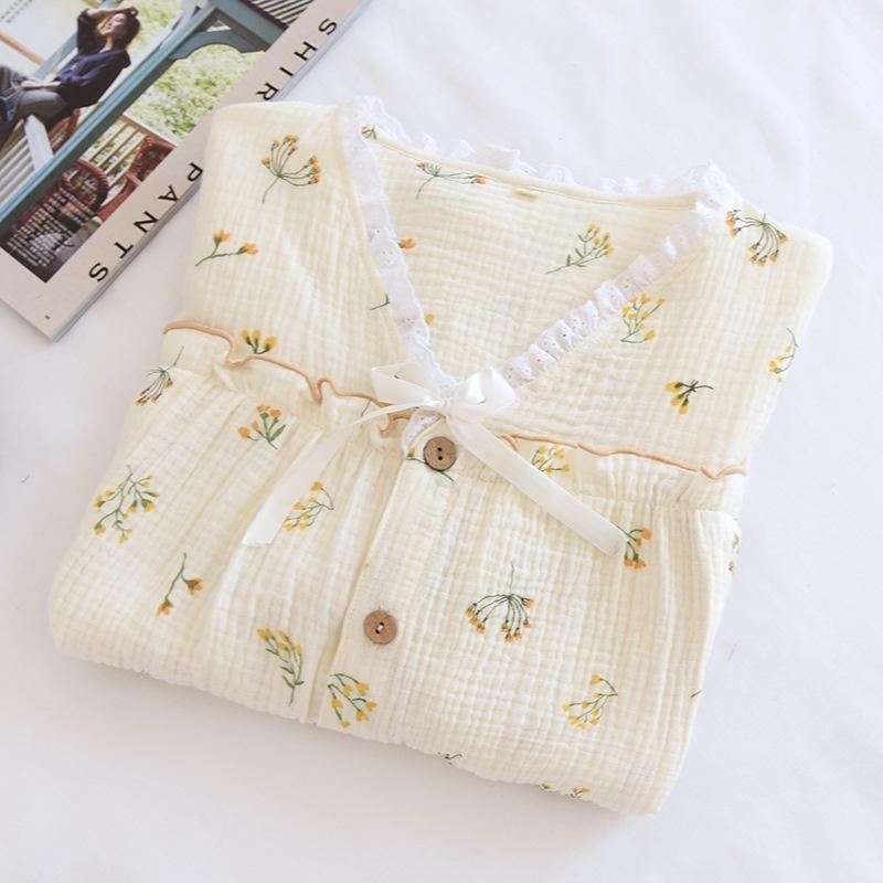 Đồ bộ bầu và sau sinh, Pijama cho con bú AZ44 chất liệu đũi xốp mặc hè thu và đông xuân