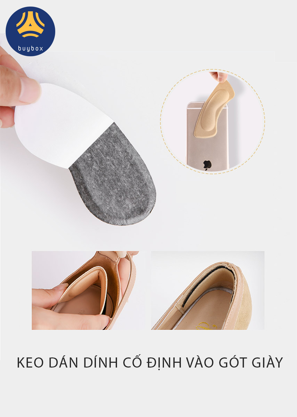 Bộ 2 cặp lót giày 4D bảo vệ gót chân và chống tuột gót giày (loại vuông) - buybox - BBPK53