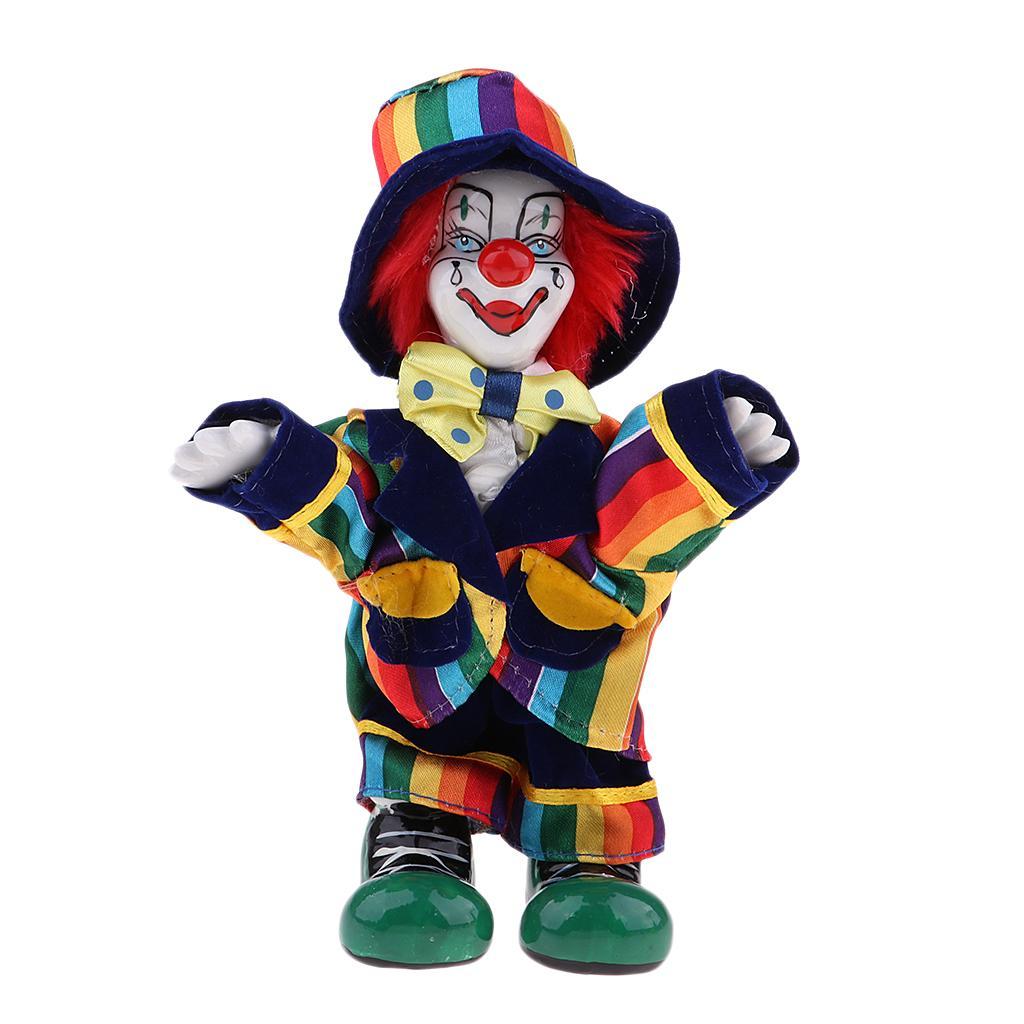 2x Interesting Harlequin Clown Doll With Porcelain Head Hands And Feet 7inch