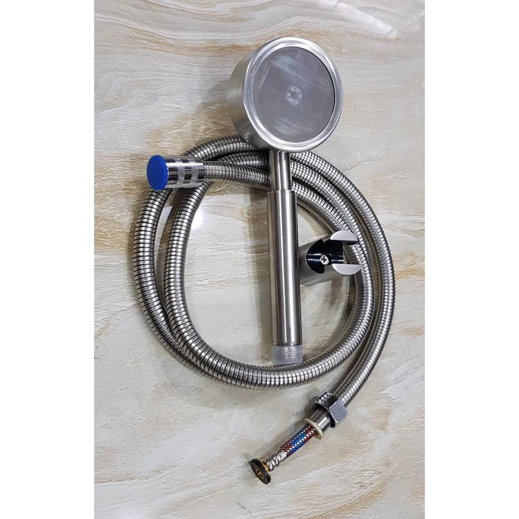 Vòi chậu liền sen nóng lạnh chậu 1 chân bằng inox 304 BVN 202 + 1 bộ dây bát sen inox 304