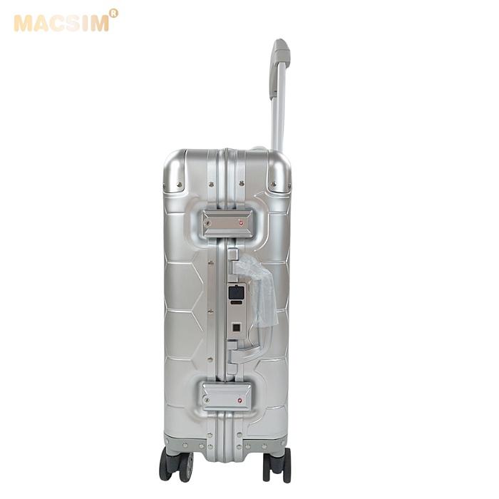 Vali hợp kim nhôm nguyên khối MS1317 Macsim cao cấp màu bạc cỡ 20inches