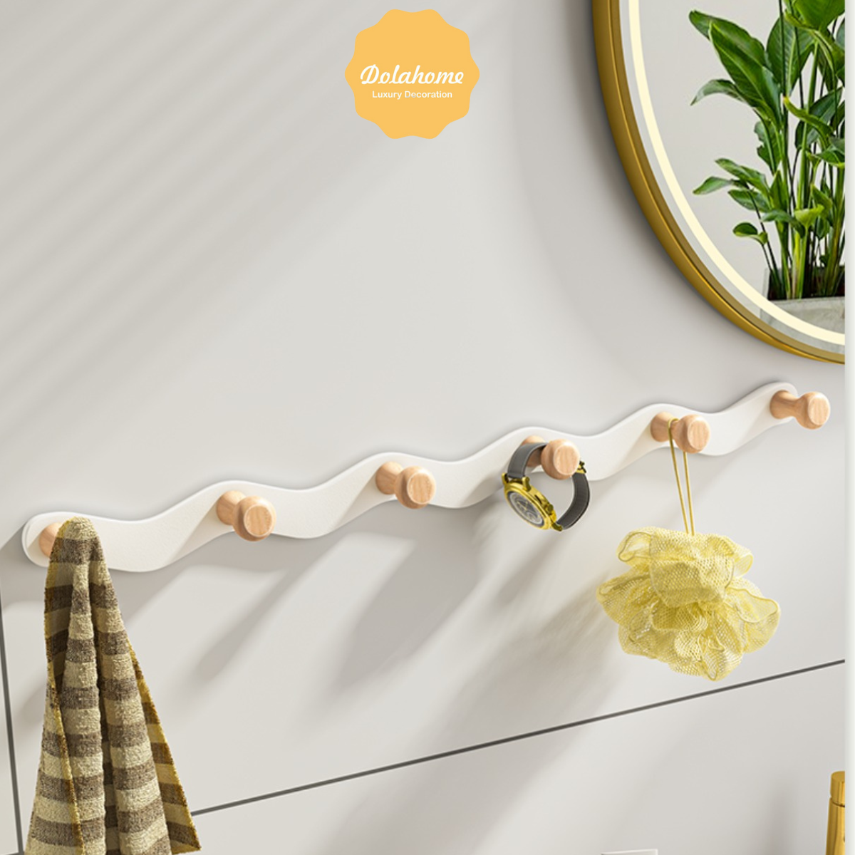 Móc treo lượn sóng Dola Home sử dụng miếng dán không khoan đục không hại tường không hại cửa mở rộng không gian treo đồ