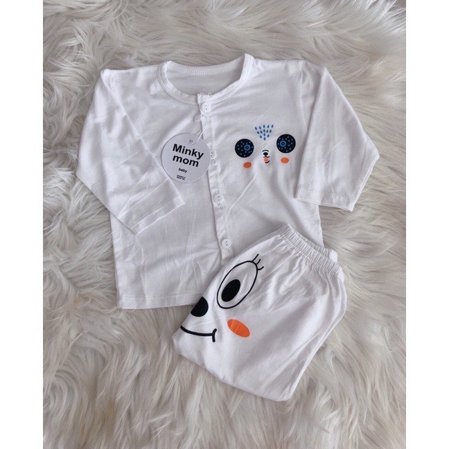 Bộ thun lạnh sơ sinh cúc giữa HG Kids thấm hút mồ hôi tốt, vải mềm mại thoải mái