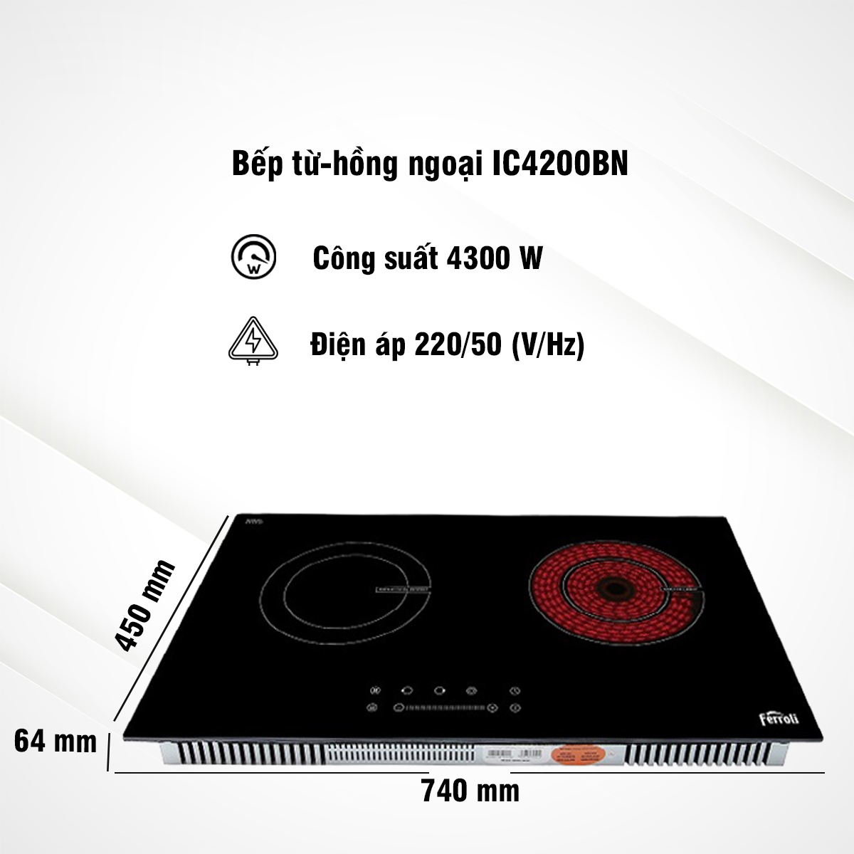 Bếp điện từ Ferroli IC4200BN - Hàng Chính Hãng  - Chỉ Giao HCM