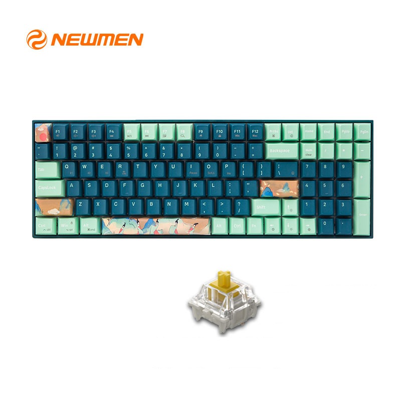 Bàn phím cơ không dây Newmen GM1000 Spring G-Pro Yellow/ G-Pro Silvery Speed - Hàng Chính Hãng