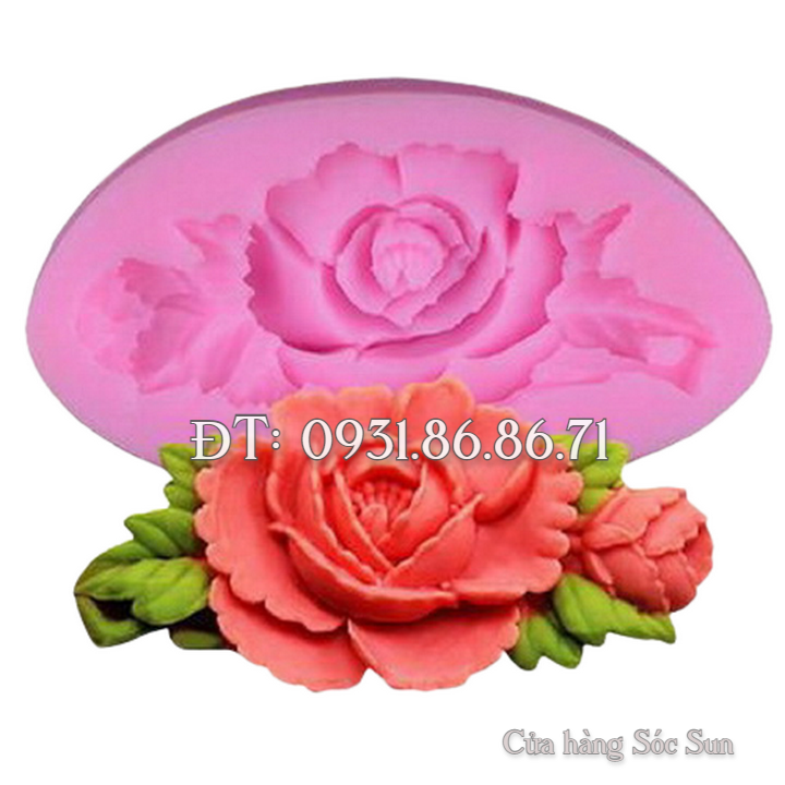 Khuôn silicon hoa hồng kèm nụ - Mã số 1246