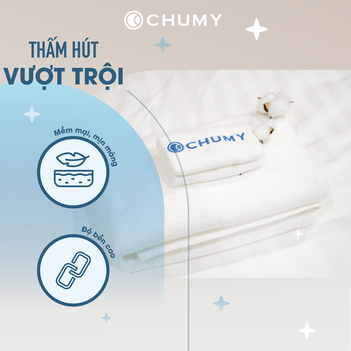 Khăn mặt khách sạn 5 sao – Khăn Cotton 100% - Sợi bông cao cấp – Sợi se đôi – Thấm hút tốt – Kích thước 34 x 70 cm