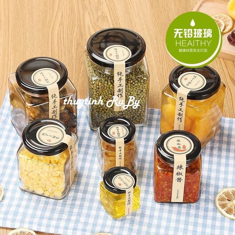 Hũ lọ thủy tinh Vuông 100ml Đựng Thực Phẩm, Hủ Đựng mật ong, Lo Gia vị thủy tinh đựng khô