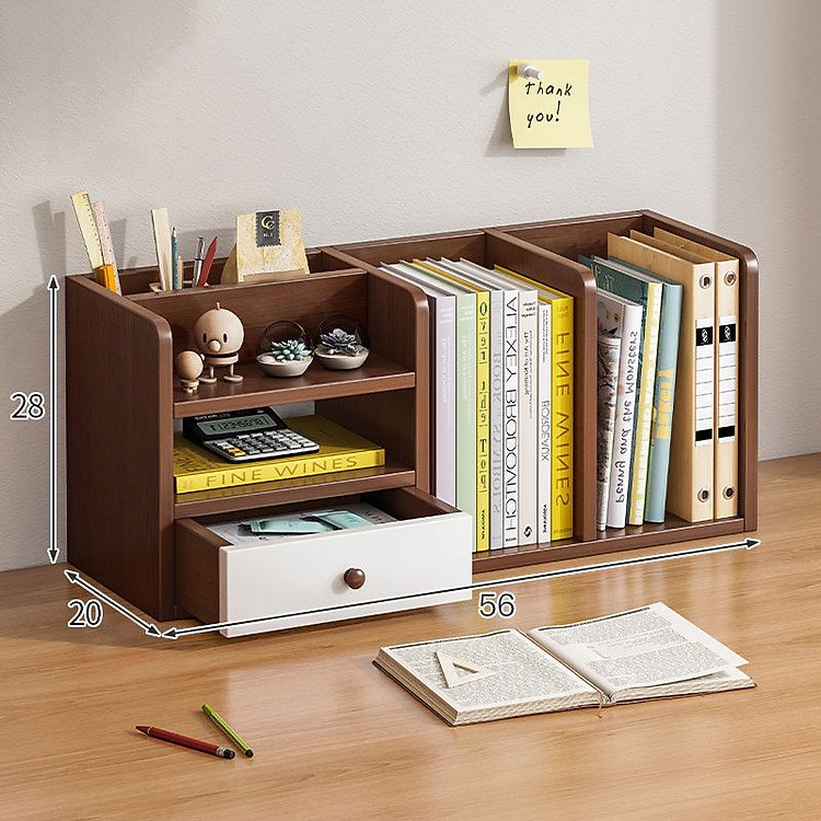 Kệ Sách Gỗ MDF Để Bàn 5 Ngăn 1 Ngăn Kéo, Tủ Hồ Sơ Tài Liệu Để Phòng Làm Việc Cao Cấp