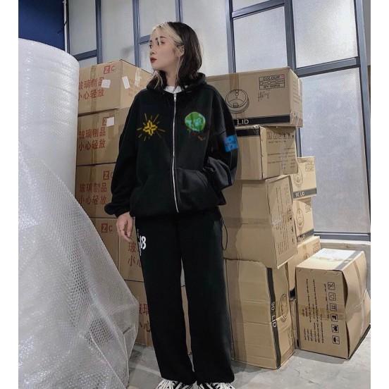 Áo khoác nỉ form rộng unisex nam nữ - vải nỉ lót bông