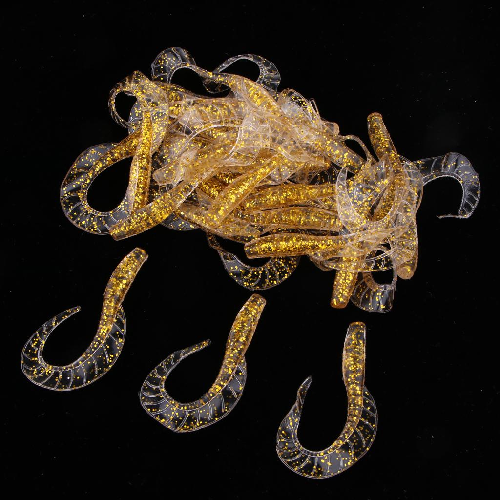 30pcs Grub Worm Fishing Lure Jig Head Soft Silicone Bait