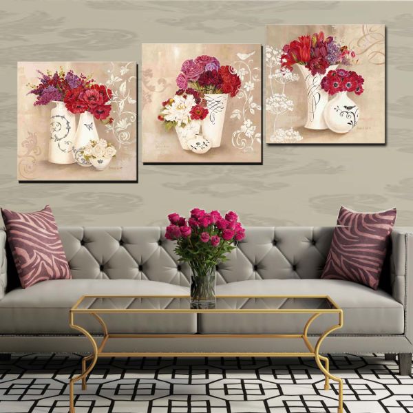 Tranh Canvas treo tường nghệ thuật | Bộ 3 bức vuông| HLB_005