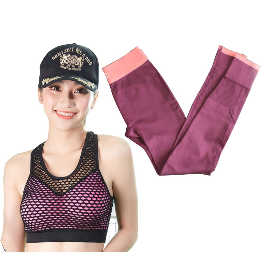 Bộ thể thao tập yoga, tập gym nữ SR03/YG cao cấp áo hồng phối lưới