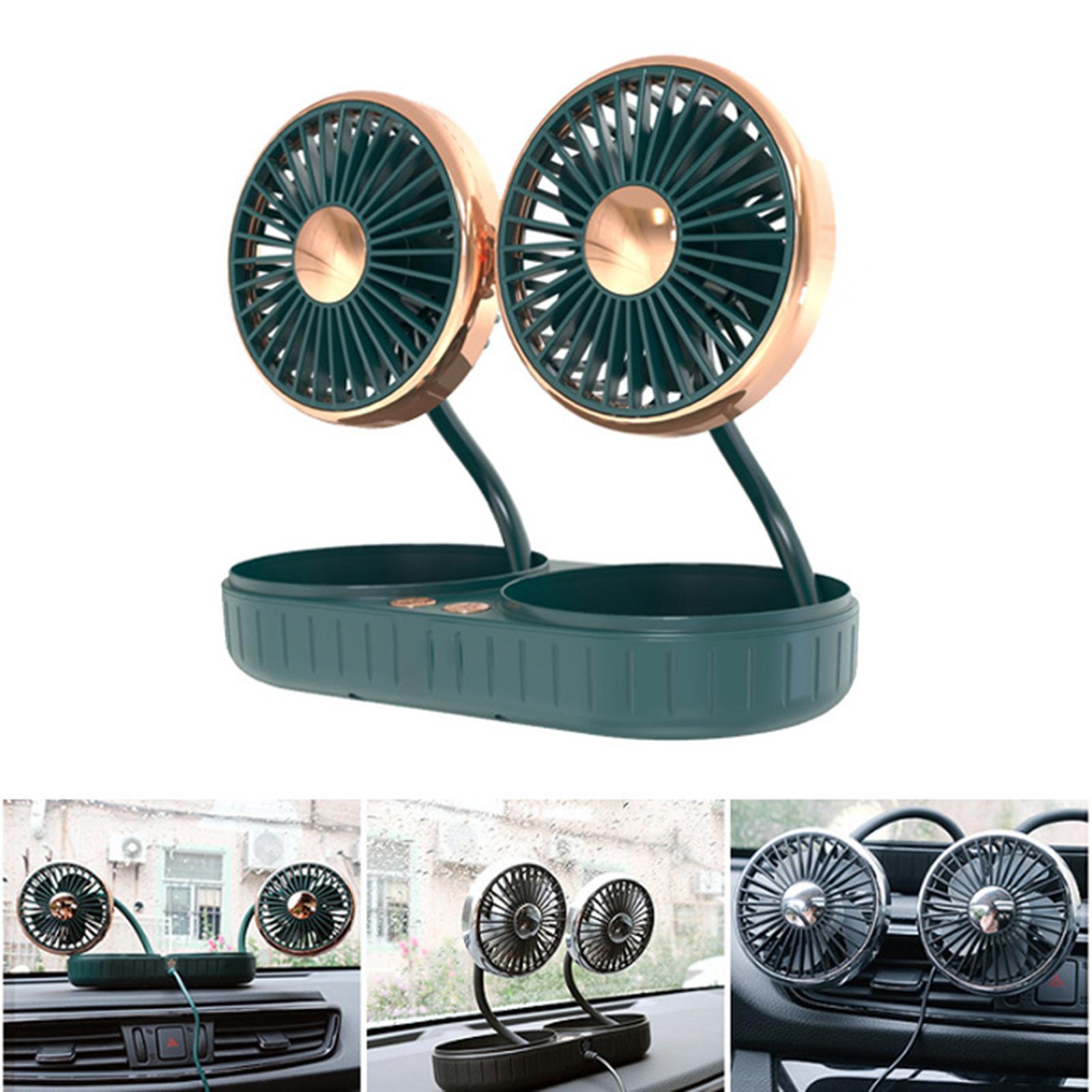 Electric Car Fan Vehicle Fan Double Head Auto Cooling Fan Tabletop Lightweight Fittings Car Cooling Fan Car Fan for Truck SUV Dashboard