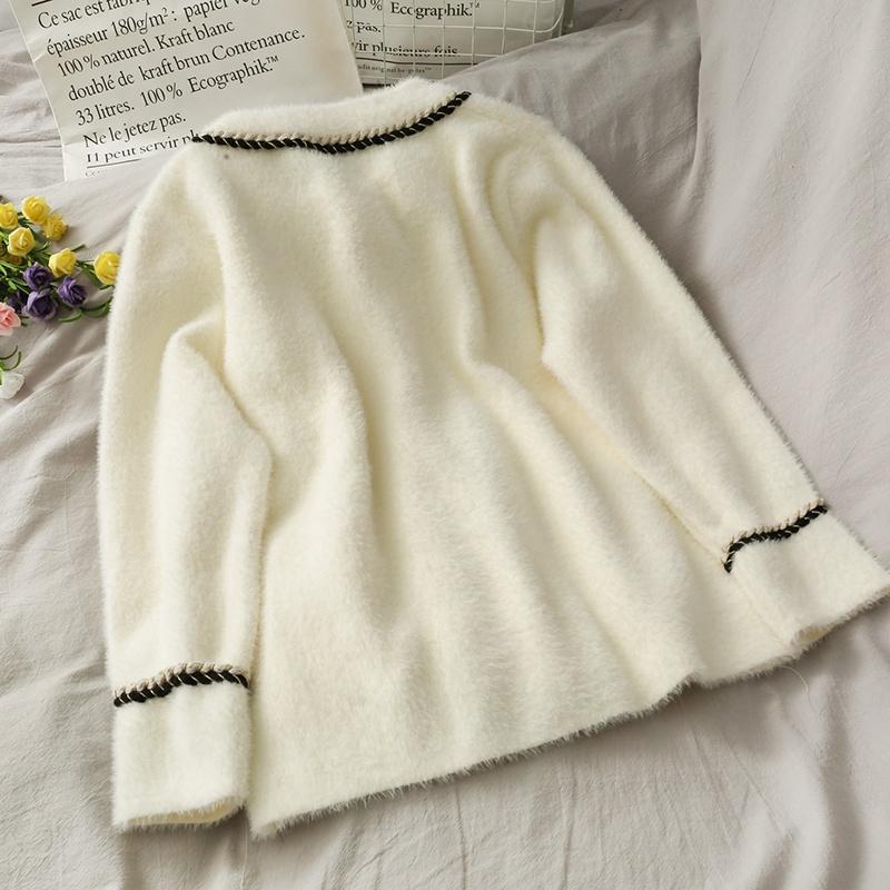 Áo khoăc len lông nhung mềm áo nữ trẻ trung mùa thu đông