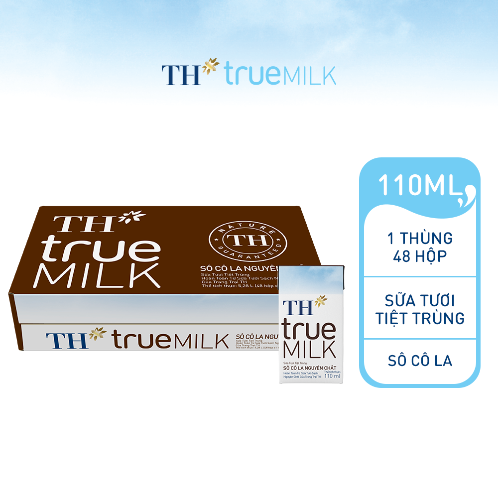 Thùng 48 hộp sữa tươi tiệt trùng sôcôla nguyên chất TH True Milk 110ml (110ml x 48)