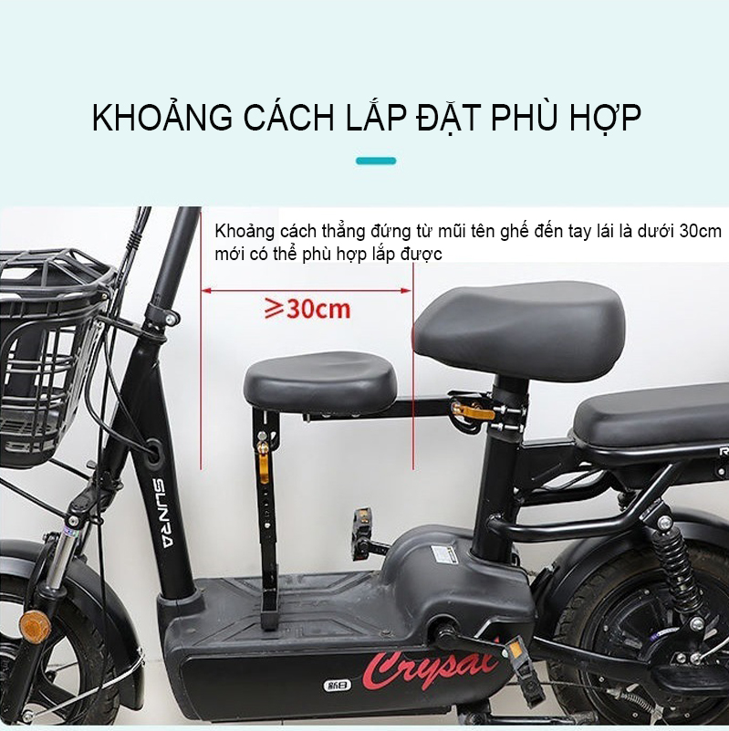 Ghế Ngồi An Toàn Gấp Gọn Gắn Trên Xe Đạp, Xe Đạp Điện, Xe Máy Điện Dành Cho Trẻ Em - Hàng Nhập Khẩu