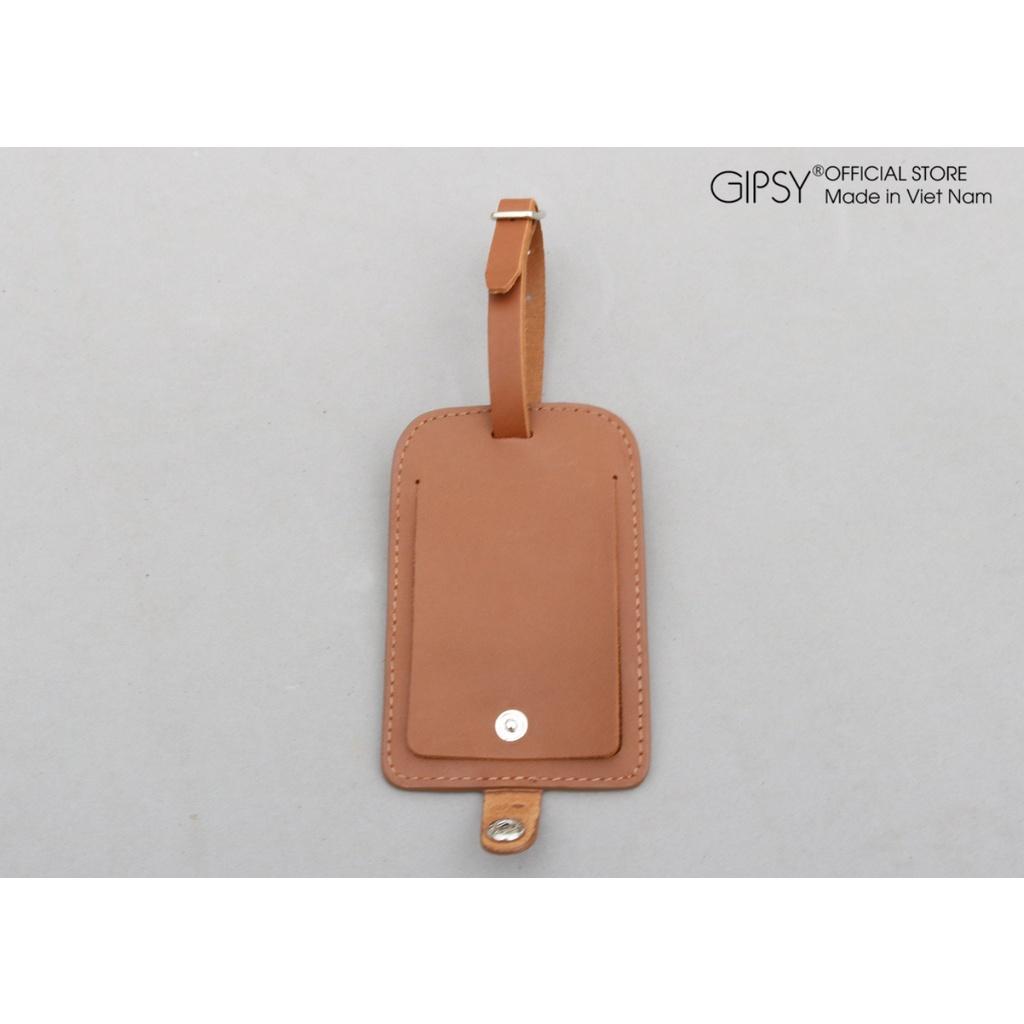 [Da Bò] Thẻ Treo Hành Lí/ Luggage Tag Da Bò Có Dây Gài Có Nút Bóp GIPSY