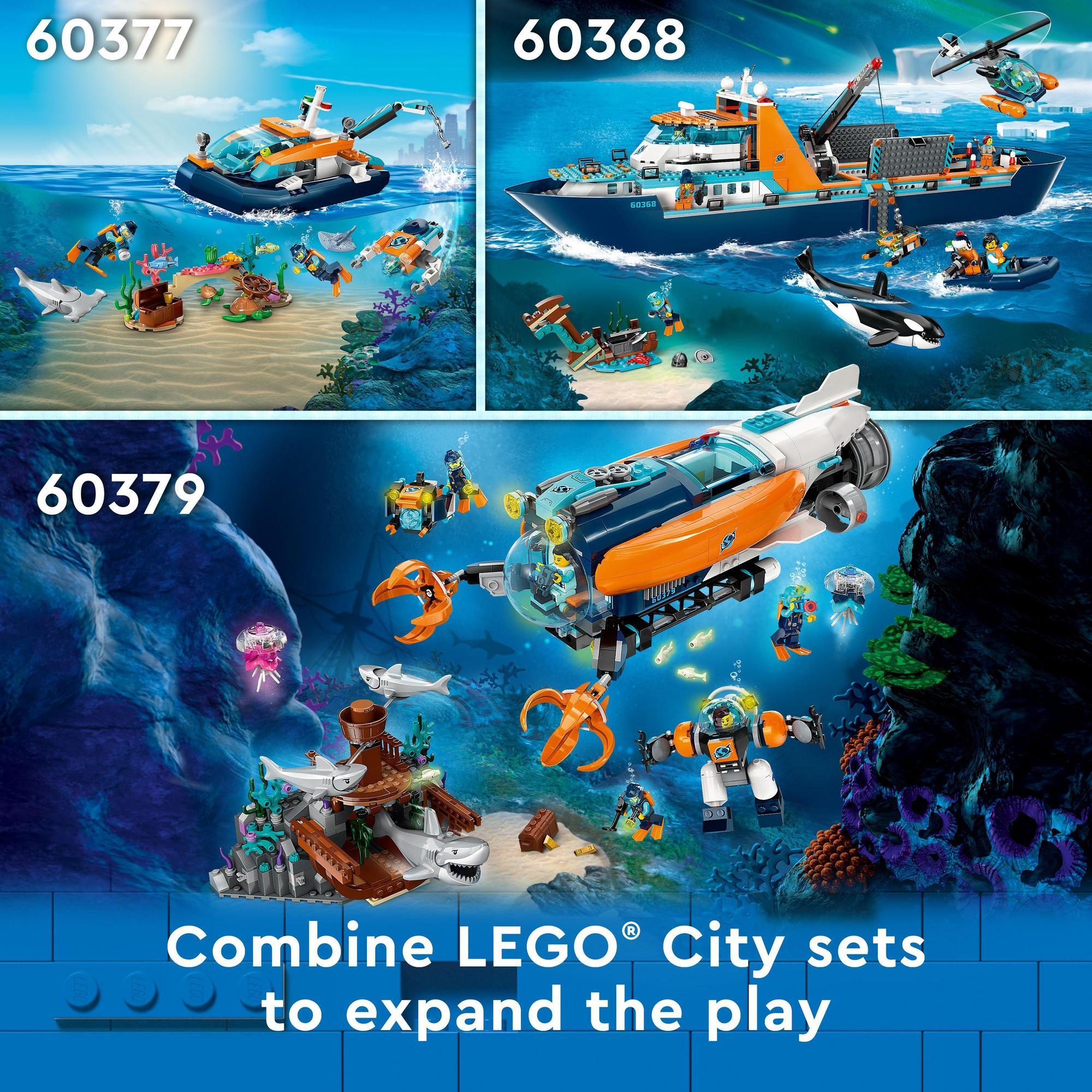 LEGO City 60377 Đồ chơi lắp ráp Tàu lặn thám hiểm (182 chi tiết)