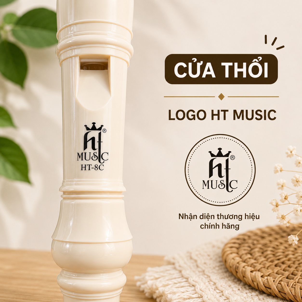 Sáo Recorder Soprano HT Music HT-8C Baroque 8 Lỗ Nhựa ABS Cao Cấp Kèm Túi Và Cây Vệ Sinh