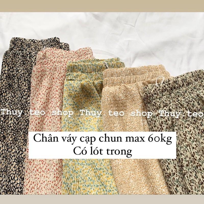 CHÂN VÁY HOA NHÍ XẾP LY QUẢNG CHÂU CẠP CHUN CÓ LÓT TRONG