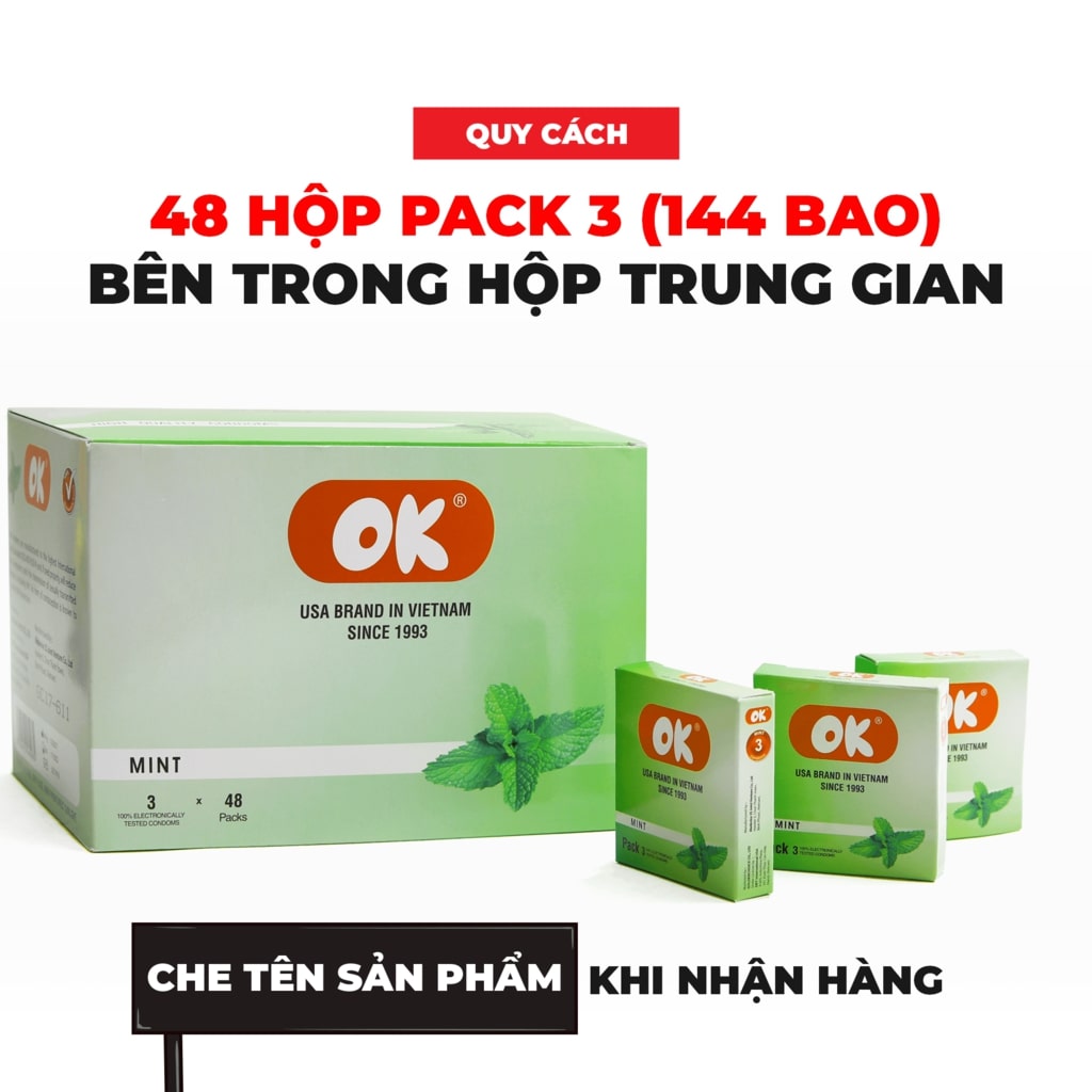 Hình ảnh Bao cao su OK bạc hà – hộp 144 cái