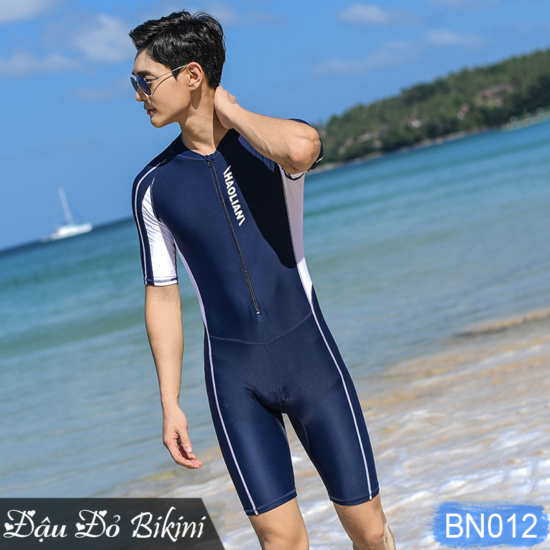 Bộ bơi nam liền quần đùi áo cộc tay &amp; quần dài áo dài tay chống nắng, nam tính mạnh mẽ, chất đẹp co giãn mịn mát, có size lớn đến 95kg | BN012