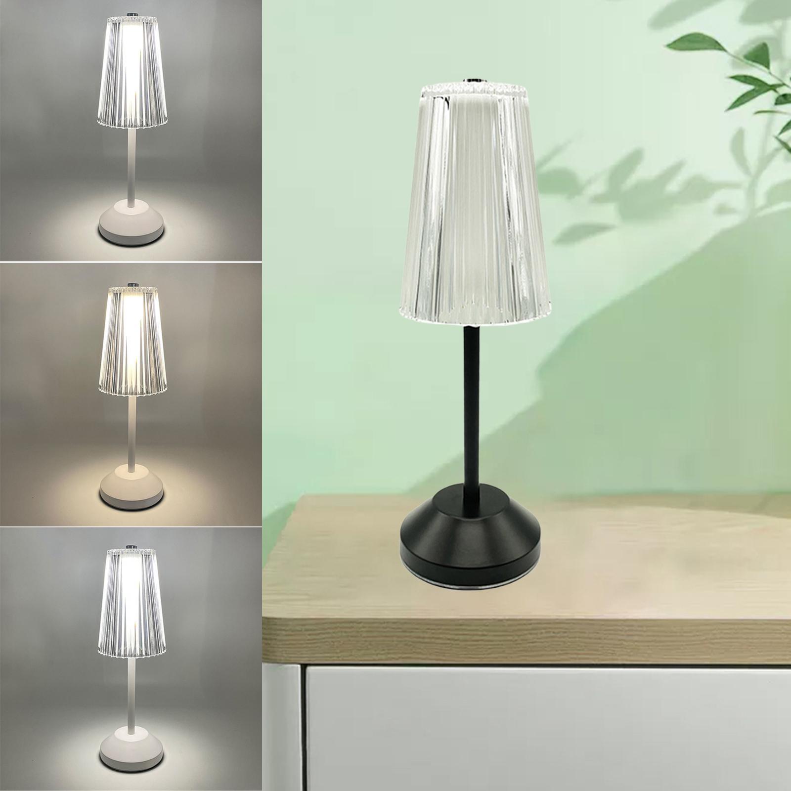 Crystal Table Lamp w/ USB Charging Ports, Night Light Black Base