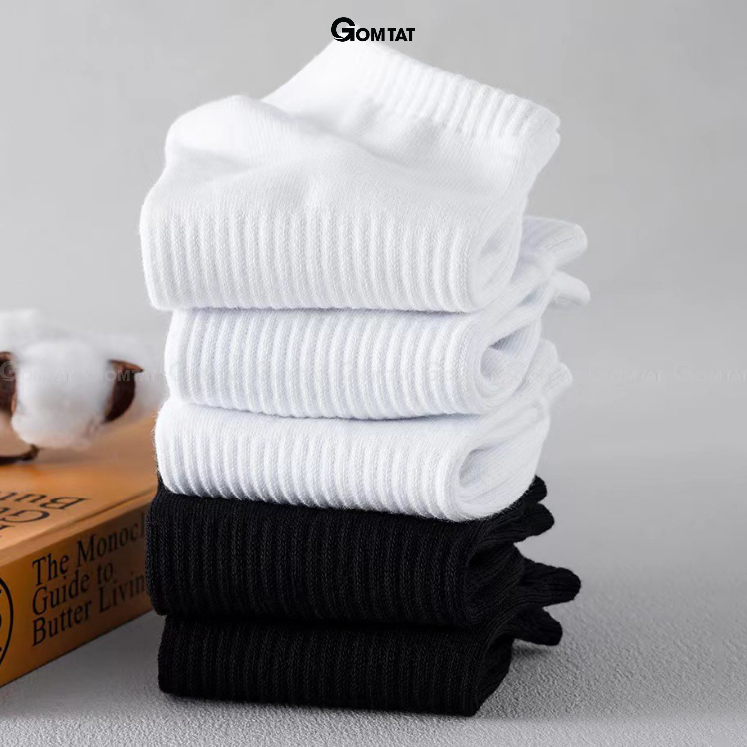 Tất vớ cổ ngắn nam nữ GOMTAT chất liệu cotton cao cấp, êm mềm đi mát, thiết kế thoáng khí - GOM-KLB-TRONNGAN