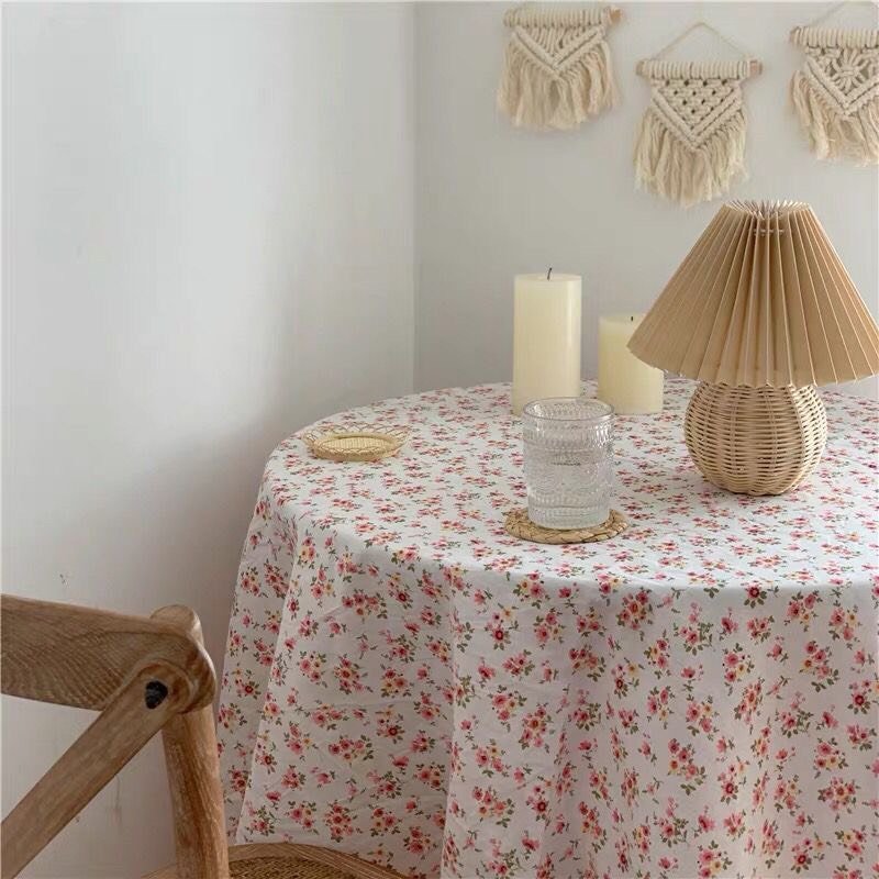 Khăn Trải Bàn Vải Canvas Decor Hoa Vintage Picnic