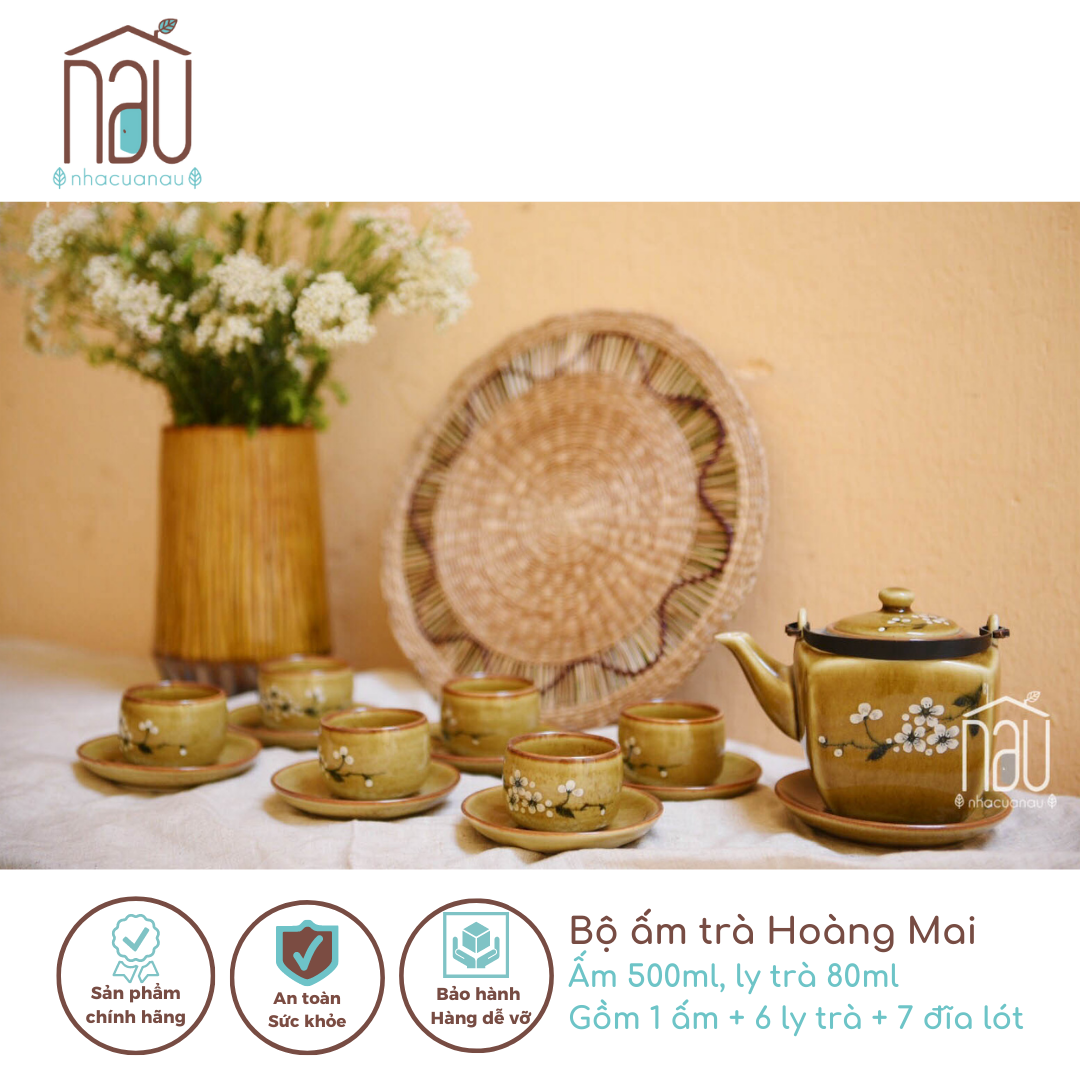 Bộ Ấm Chén trà, bộ bình trà Hoàng Mai sang trọng – Men Hỏa Biến độc đáo - Gốm sứ cao cấp truyền thống Bát Tràng