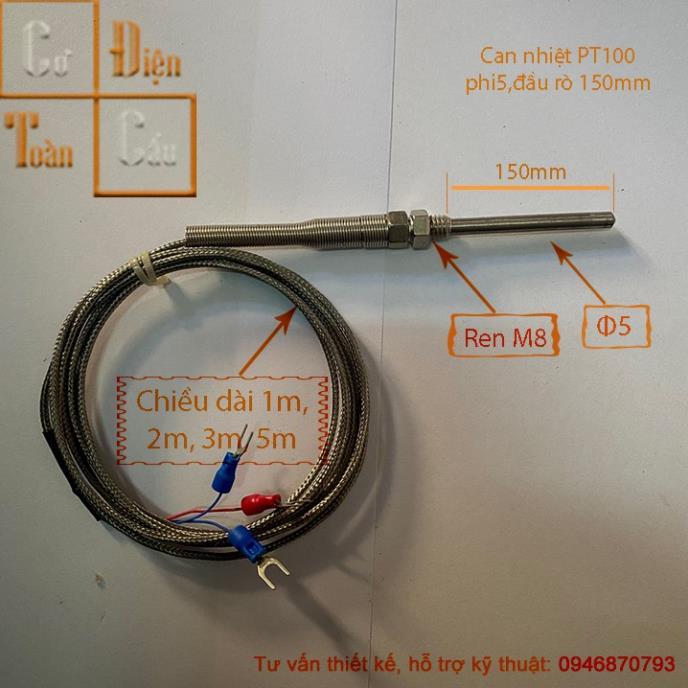 Can nhiệt Pt100, WRNT 01, WRNT 02, WRN 187, dây dài 1m, 2m, 3m, 5m