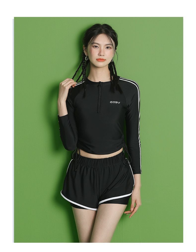Bộ đồ bơi nữ kéo khoá ,áo tắm biển dài tay quần short chất thun lạnh xịn xò