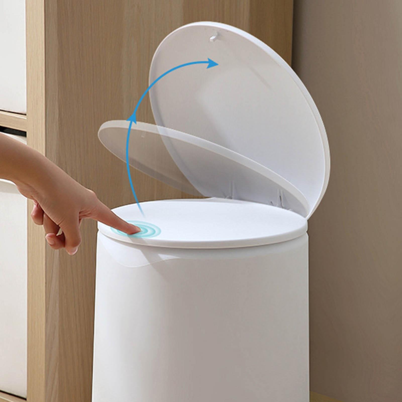 8L Press Trash Can Organizer Wastebasket for Dining Room Kitchen White