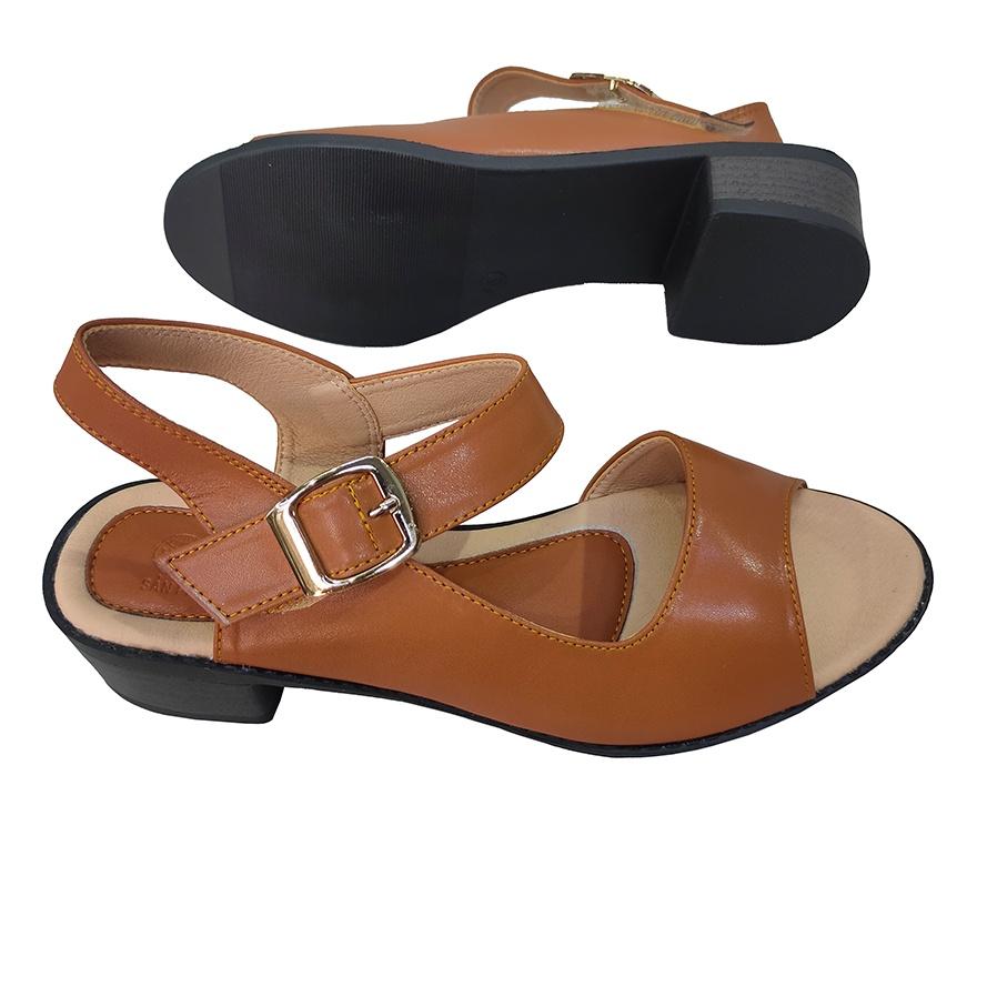 Giày Sandal Nữ Cao Gót TiTi ĐÔ Da Bò Thật Cao Cấp DNU2135c