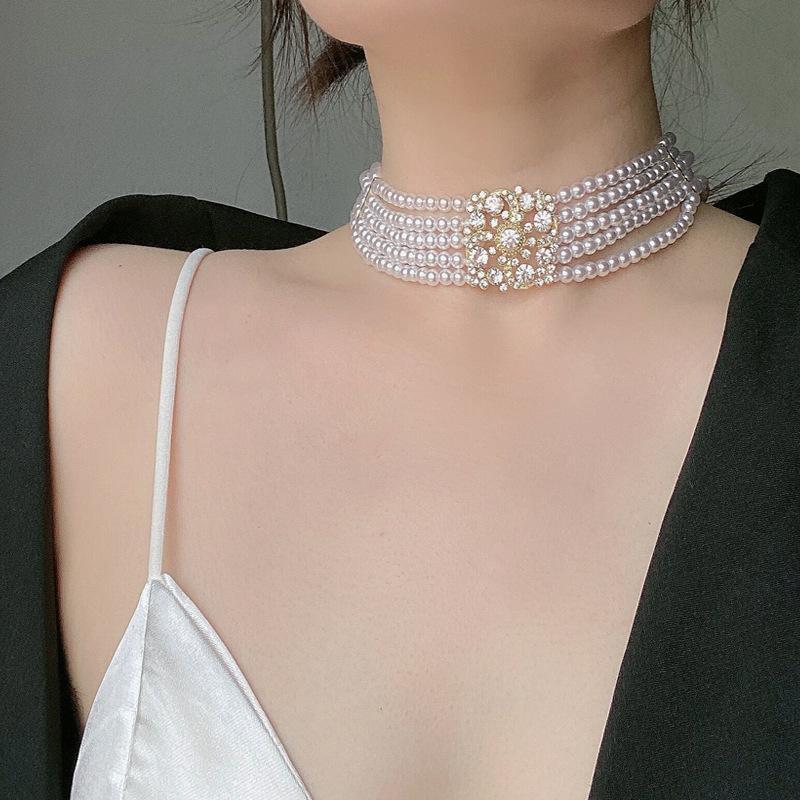 Dây chuyền phong cách quý phái đính đá sang chảnh, choker đi tiệc, vòng cổ đính hạt