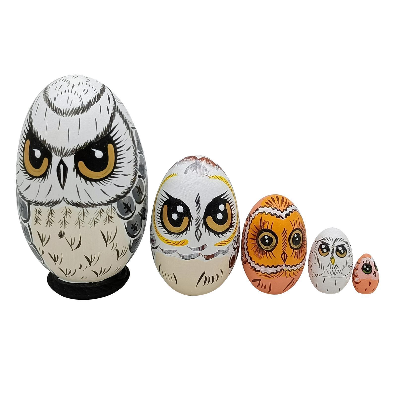 5x Owl Russian Nesting Dolls Ornaments Matryoshka for Tabletop Halloween