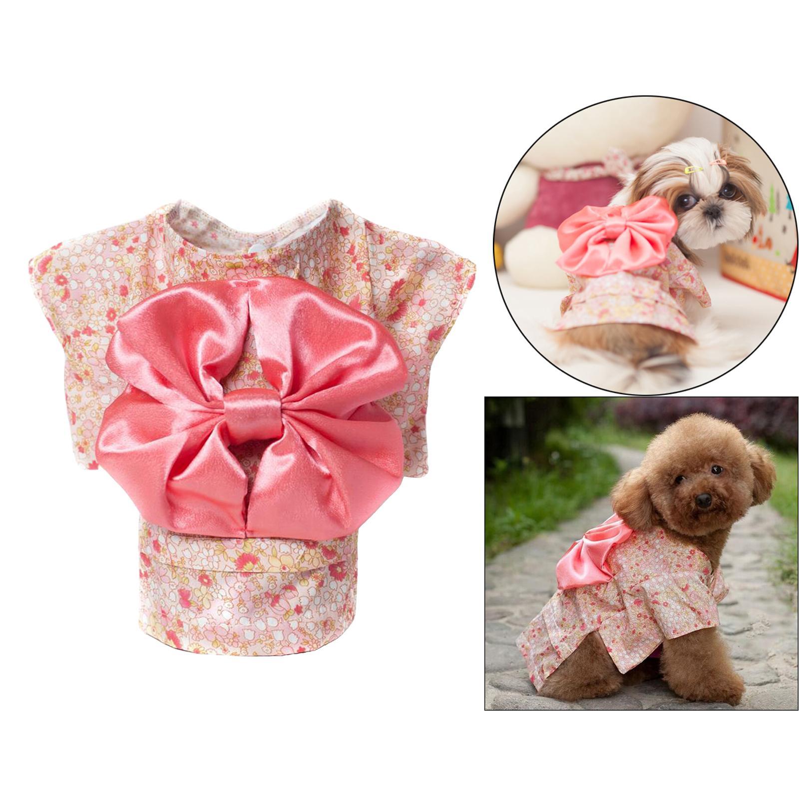 Cat Japanese Kimono Dress Up Costume Skirt Clothes for Small Dogs