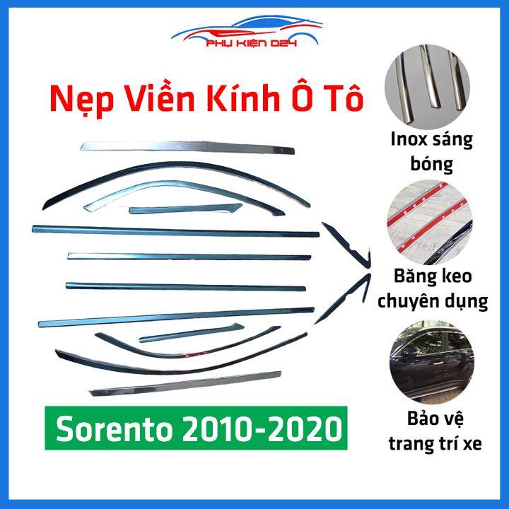 Bộ nẹp viền chân kính cong kính Kia Sorento 2010-2020 Inox sáng bóng chuẩn form xe