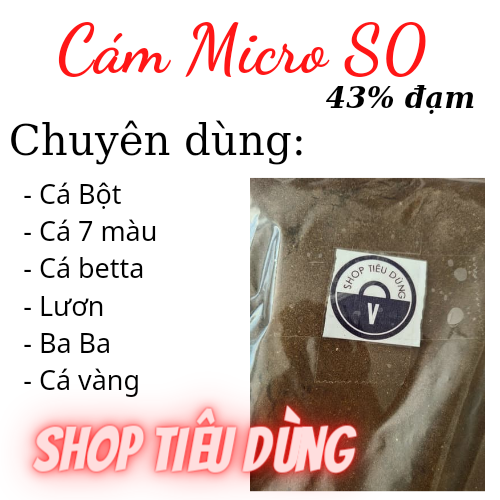 5 kg Cám MICRO S0 mịn 43% đạm thức ăn cho cá bột , lươn , 7 màu , ba ba, cá vàng , ếch , betta , guppy , baba micro