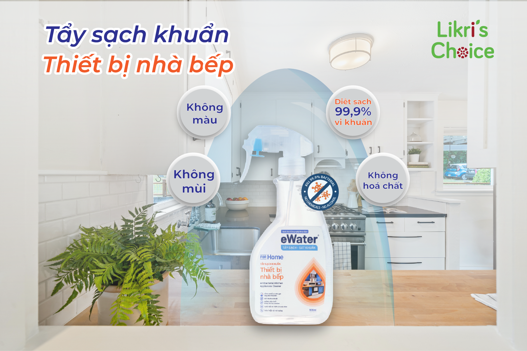 Chai xịt khử khuẩn thiết bị nhà bếp eWater 500ml - Nước ion điện giải Tẩy sạch khử khuẩn thiết bị nhà bếp