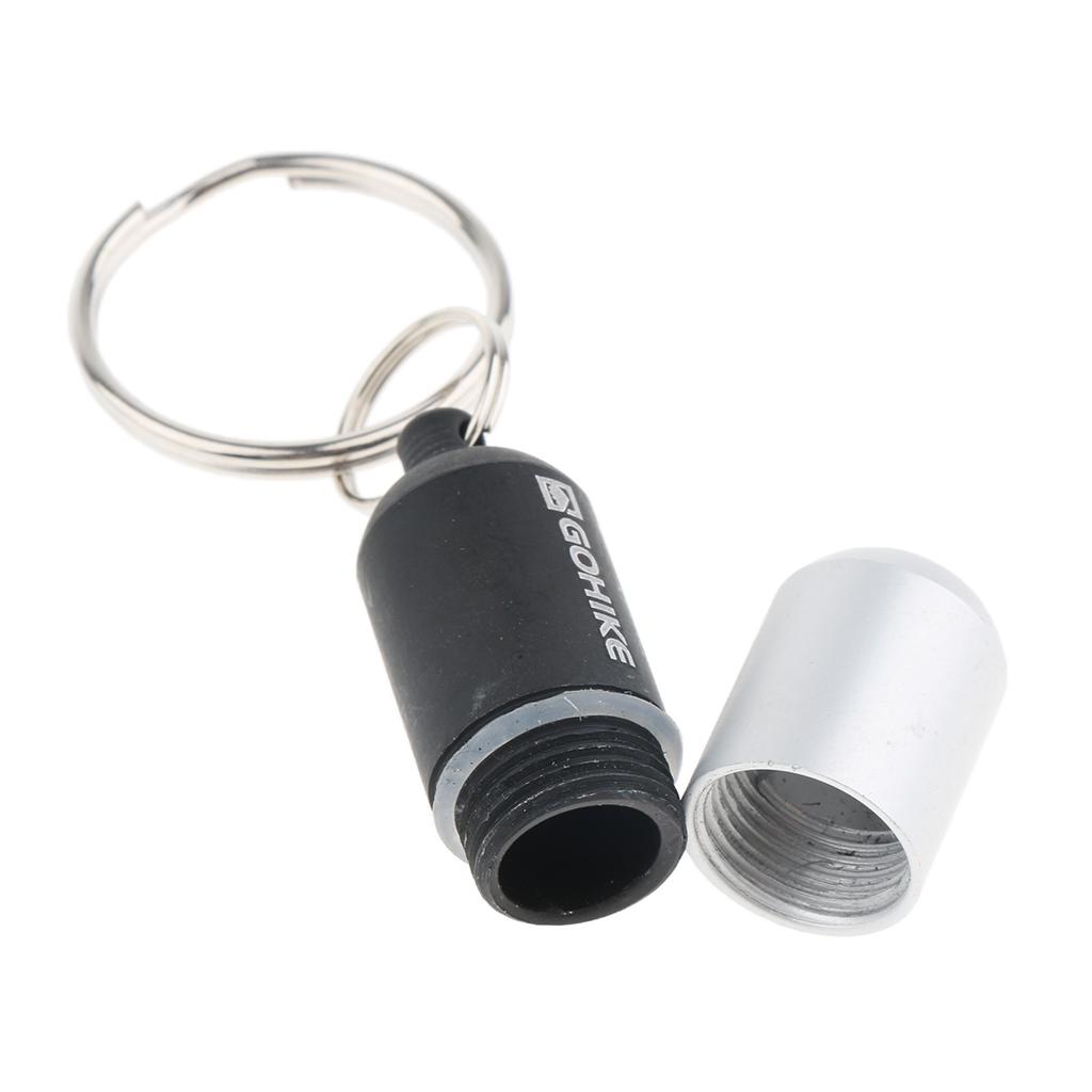 Waterproof Aluminum Pill Storage Box Keychain Capsule Tablet Bottle Black S
